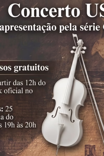 Orquestra USP Filarmônica se apresentando no Teatro Municipal de São Carlos em concerto gratuito