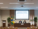 Auditório institucional preparado para audiência pública